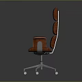 Brown Upholstered Office Chair With Multi-layer Backrest And Metal Swivel Base