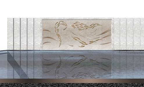 New Chinese style landscape wall 3d model