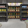 Modern Supermarket Open Layout With Fresh Fruits Vegetables Snack Sections And Product Shelves