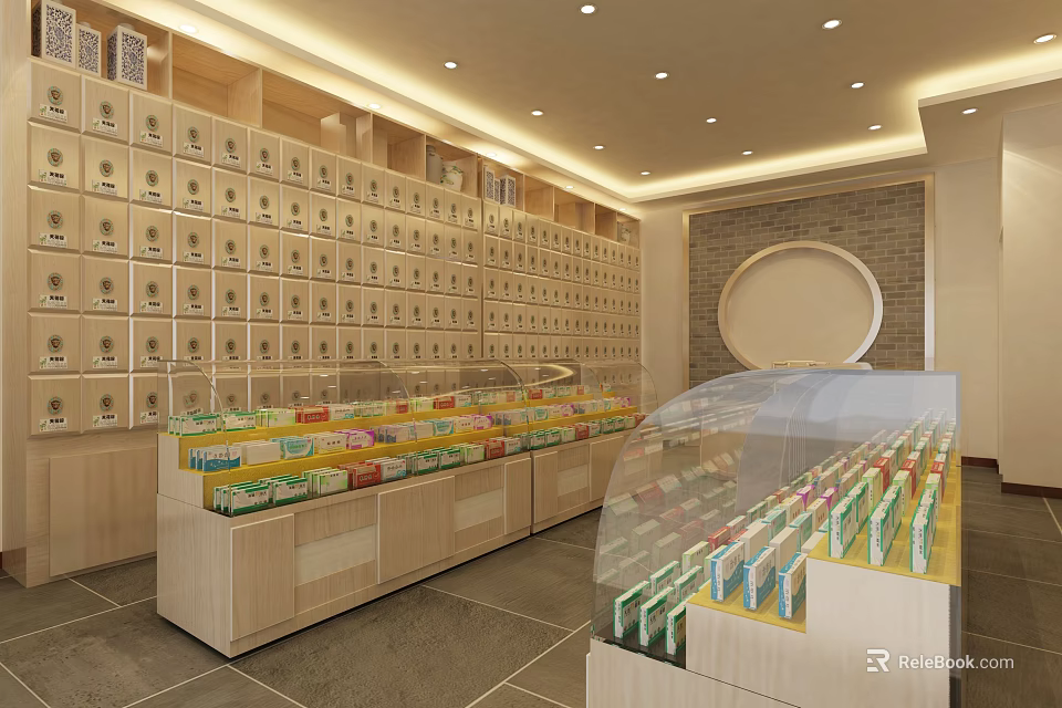 Modern Specialty Store With Neatly Arranged Shelves And Transparent Display Cabinets For Various Products 3d model 