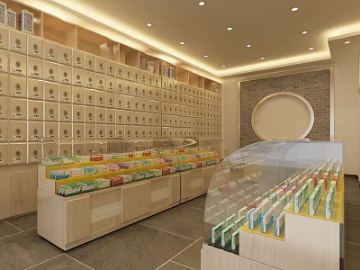 Modern Specialty Store With Neatly Arranged Shelves And Transparent Display Cabinets For Various Products 3d model