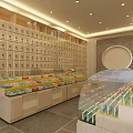 Modern Specialty Store With Neatly Arranged Shelves And Transparent Display Cabinets For Various Products