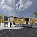 Modern gate entrance gate gate building gate factory entrance 3d model