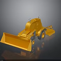 Orange Bulldozer 3D Model With Front Blade Large Wheels And White Lights