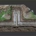 Architectural 3D Model Showing Underground Structure With Earth And Green Vegetation