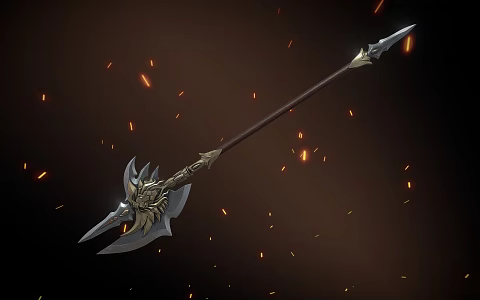 New Chinese Cold Weapon Halberd Axe 3d model