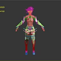 3D Female Character With Short Hair Futuristic Outfit Mechanical Arms And Leg Armor