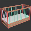 Classic Wooden Baby Crib Furniture With White Mattress And Safety Railings