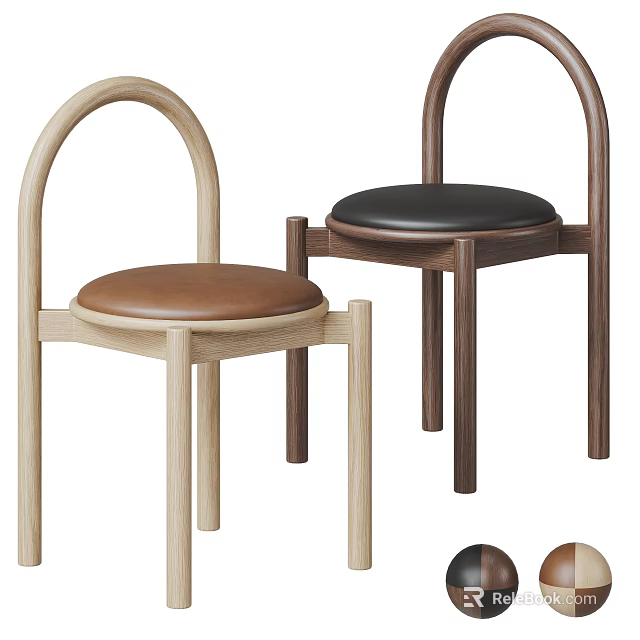 Modern Accent Chair With Wooden Frame Leather Cushion And Multiple Color Options 3d model 