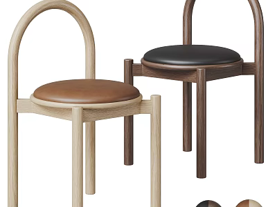 Modern Accent Chair With Wooden Frame Leather Cushion And Multiple Color Options 3d model