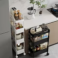 Kitchen Multilayer Storage Shelf with Spices Bread and Kitchen Supplies 3d model