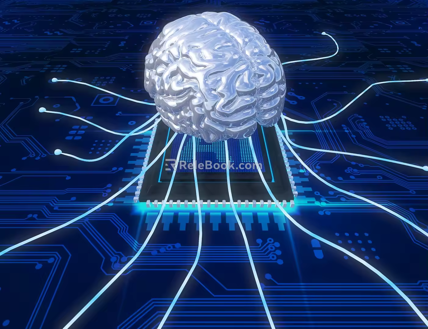 Brain Chip Artificial Intelligence AI 3d model
