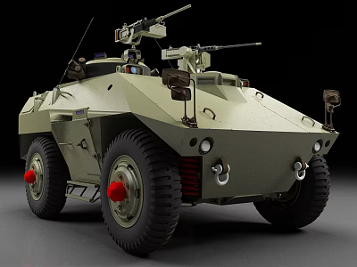Military Wheeled Armored Vehicle Equipped With Mounted Weapons And Tactical Structure 3d model