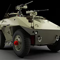 Military Wheeled Armored Vehicle Equipped With Mounted Weapons And Tactical Structure