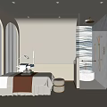 Modern SPA Sauna Interior Design With Massage Bed Shower Area And Soft Lighting