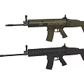 Two Tactical Military Rifles in Brown and Black Modern Design