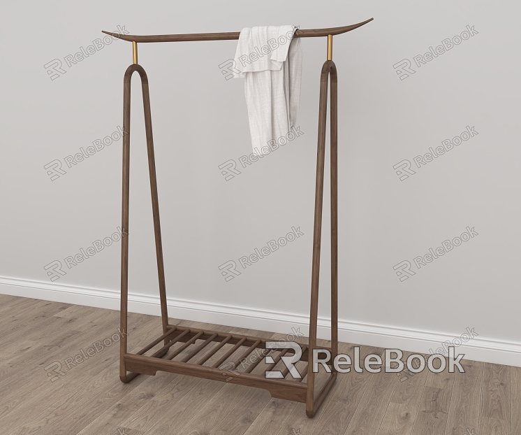 Wooden Coat Rack Floor Bedroom Simple Light Luxury Household Indoor Clothes Hanger Coat Rack North American Black Walnut model