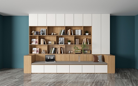 Simple Living Room Living Room Sofa Bookcase Living Room Wall Cabinet Bookcase Combination Multifunctional Household Bookshelf with Card Seat Background Cabinet Storage Cabinet 3d model