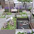 Modern Garden Patio Design With Outdoor Table Chairs Lush Plants Flowers And Pergola