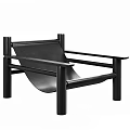 Modern Black Leather Lounge Chair with Minimalist Sturdy Frame Design