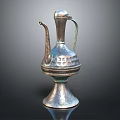 Antique Bronze Household Ewer With Decorative Spout Handle And Intricate Base Design