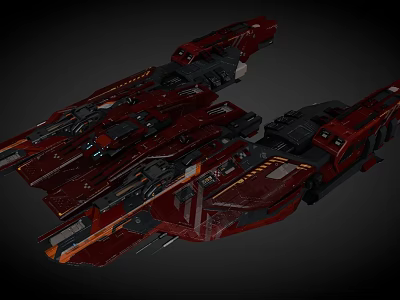 Futuristic Red Cosmic Spaceship Design With Detailed Interstellar Structure And Features 3d model