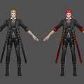 Game And Movie Characters With Blonde Red Hair Black Red Coats Leather Pants Gold Details 3d model