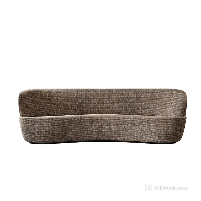 Modern Gray Fabric Sectional Sofa With Curved Design And Comfortable Seats 3d model