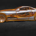 Sleek White Concept Sports Car with Orange Frame and Streamlined Futuristic Design