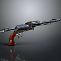Classic Revolver With Wooden Grip And Shiny Metal Barrel Design