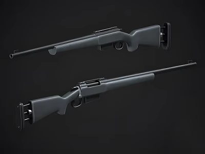 Two Modern Black Tactical Rifles With Long Barrel And Ergonomic Stock Design 3d model