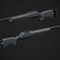Two Modern Black Tactical Rifles With Long Barrel And Ergonomic Stock Design