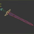Decorative Blue Sword With Red Purple Patterns And Intricate Design