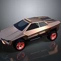 Stylish Futuristic Rose Gold Car With Angular Body And Red Wheels 3d model