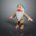 3D Rendered Dwarf Character With Green Hat White Beard And Brown Clothing