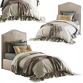 Modern Fabric Single Bed 3d model