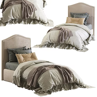 Modern Fabric Single Bed 3d model