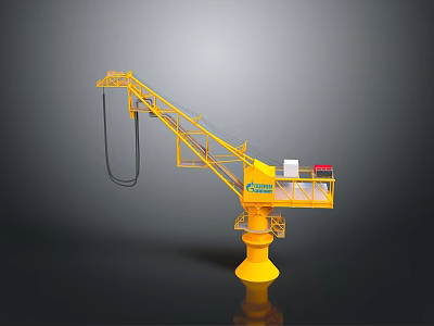 Yellow Tower Crane 3D Model With Extended Boom And Platform Structure 3d model