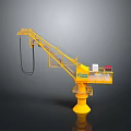 Yellow Tower Crane 3D Model With Extended Boom And Platform Structure