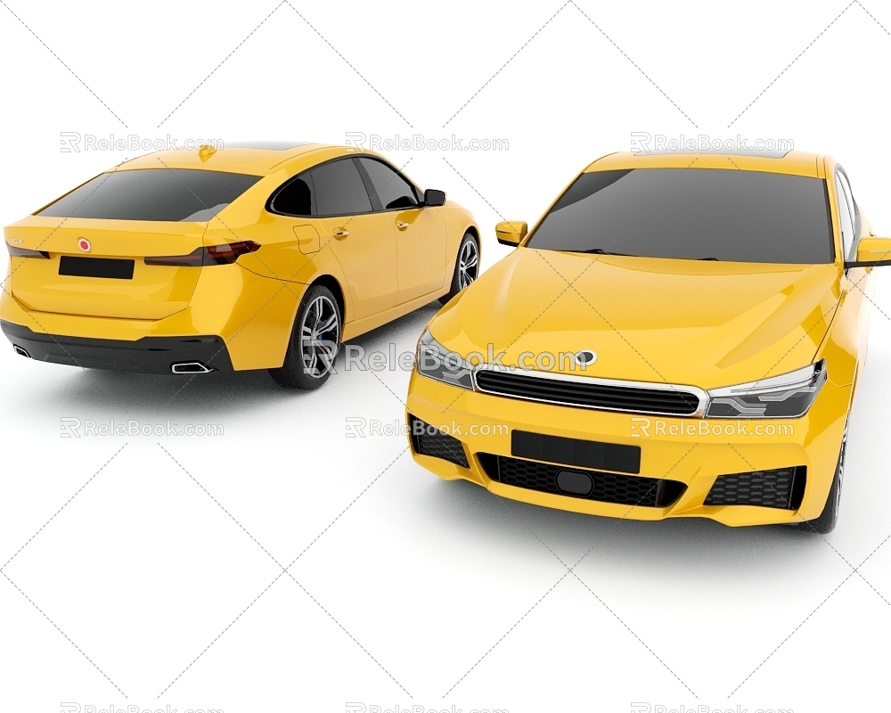 car sedan yellow 3d model