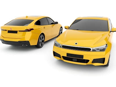 car sedan yellow 3d model