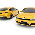 car sedan yellow 3d model