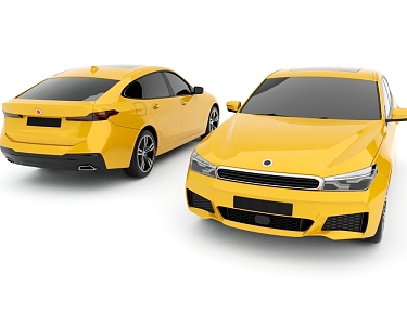 car sedan yellow 3d model