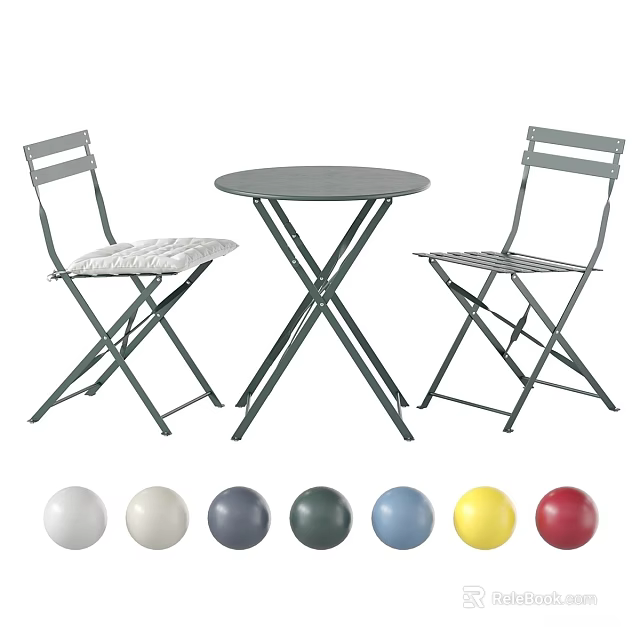 Round Foldable Outdoor Table with Chairs and Multiple Color Options 3d model 