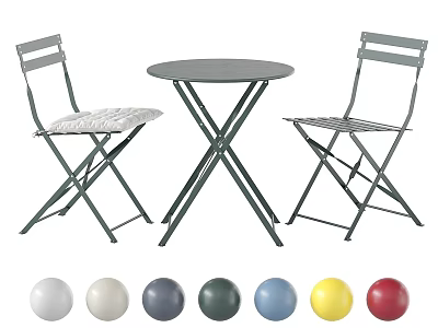 Round Foldable Outdoor Table with Chairs and Multiple Color Options 3d model