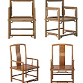 Traditional Wooden Dining Chairs Design With Carved Back Armrests And Solid Wood Frame