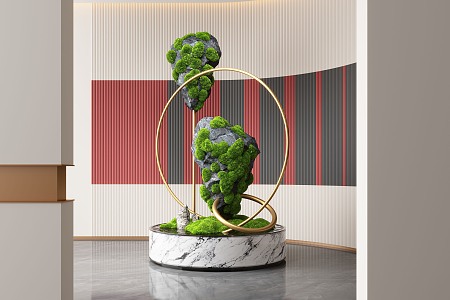 Indoor bryophyte installation art 3d model