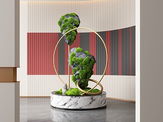 Indoor bryophyte installation art 3d model