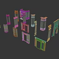 Various Architectural Decorative Elements With Wooden Frames Green Panels And Classic Designs