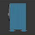 Blue Front Load Washing Machine With Control Panel And Circular Door